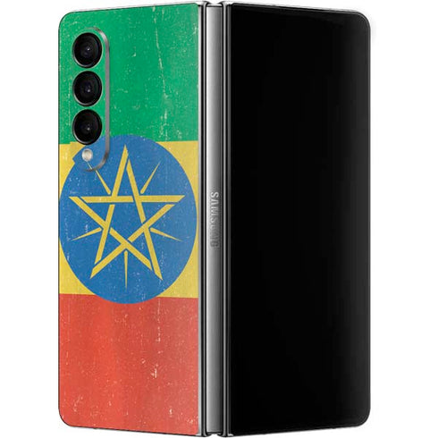 Ethiopia Flag Distressed Galaxy Z Fold4 5G Skin